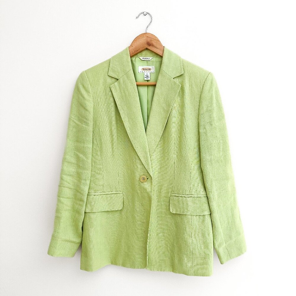 Talbots Petites Irish Linen Green Blazer - Size 2P - Spring Easter Church Jacket